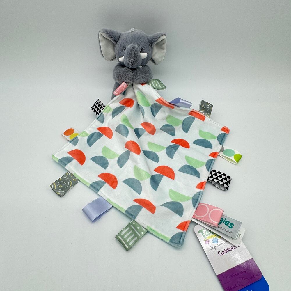 Taggies Elephant Plush Blue & Gray Baby Security Blanket New